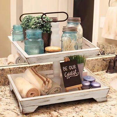 Personnalisation Maison de ferme en bois 2 étages plateau Stand pour servir de la nourriture Fruits Cupcakes Square Tier au restaurant Home Cake