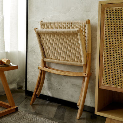Chaises pliantes en bois de style loisirs pour patio extérieur et salon avec fabrication artisanale en rotin naturel