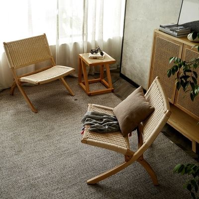 Chaises pliantes en bois de style loisirs pour patio extérieur et salon avec fabrication artisanale en rotin naturel