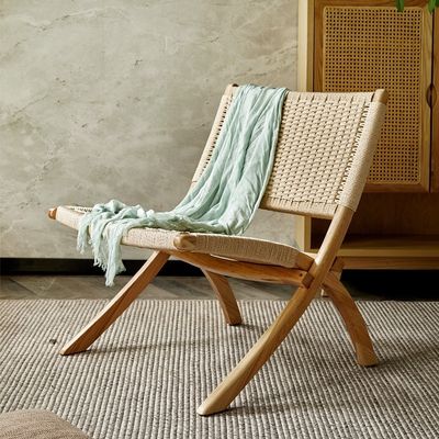 Chaises pliantes en bois de style loisirs pour patio extérieur et salon avec fabrication artisanale en rotin naturel