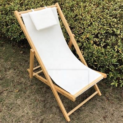 Général Meubles d'extérieur Design moderne hauteur réglable Chaise de plage pliable en bois avec oreiller en multi-couleurs