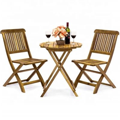 Bistro en bois d'acacia pliable en 3 pièces, parfait pour les repas et les divertissements en plein air