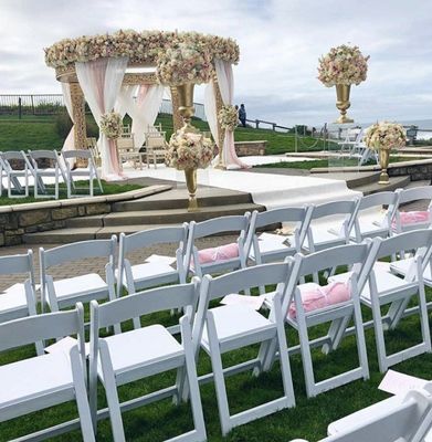 Accueil Bureau Chaise pliante portable empilable pour les événements de mariage Matériau PP bois