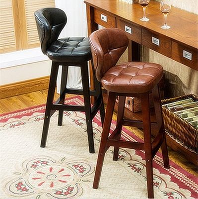 Emballage de courrier Y moderne ancien tapissé Chaise de bar en bois Tabourets en cuir Chaise haute pour table de bar à un prix abordable