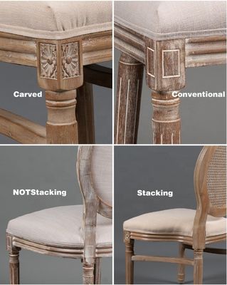 Événement de banquet de style français dos en rotin en bois massif Chaise Louis Chaises empilables ancienne Chaise en bois moderne 100