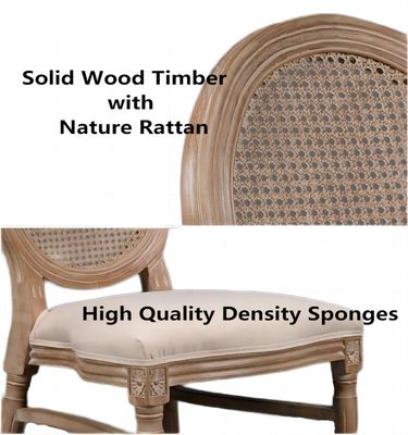 Événement de banquet de style français dos en rotin en bois massif Chaise Louis Chaises empilables ancienne Chaise en bois moderne 100
