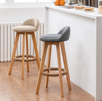 Meubles commerciaux Tabouret à bar haute moderne avec cadre en bois massif et siège en tissu