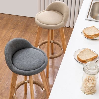 Meubles commerciaux Tabouret à bar haute moderne avec cadre en bois massif et siège en tissu