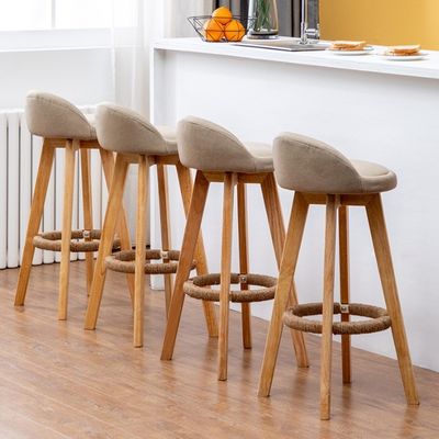 Meubles commerciaux Tabouret à bar haute moderne avec cadre en bois massif et siège en tissu