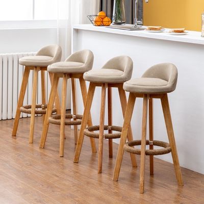 Meubles commerciaux Tabouret à bar haute moderne avec cadre en bois massif et siège en tissu