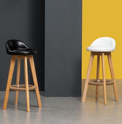 Meubles commerciaux Tabouret à bar haute moderne avec cadre en bois massif et siège en tissu