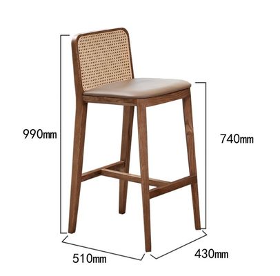 Siège en PU/tissu d'éponge Tabouret de bar tapissé nordique Chaise en bois chaise en rotin pour bar moderne
