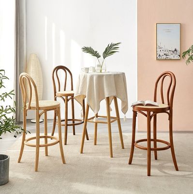 Cadre en bois plié de style moderne Tabouret de bar nordique Chaise en rotin pour restaurant