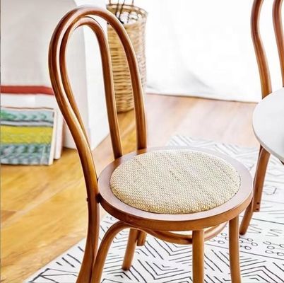 Assise en rotin, dossier courbé en bois massif, chaise à manger en noir/blanc/noir/noir clair pour les meubles de maison