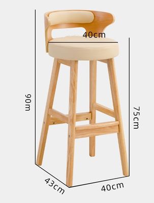 Chaise haute Nordique moderne simple en bois Bar Tabouret en bois massif naturel dans les installations de loisirs et tabouret haut