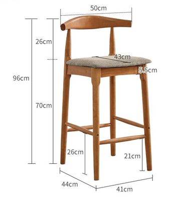 Chaise haute en bois massif pour pub café W41*D44*96CM Meubles commerciaux