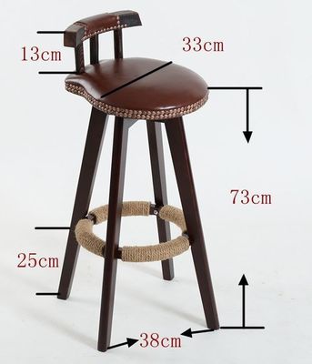 Meubles de bar Chaise haute vintage Tabouret de bar en bois massif avec dossier laqué