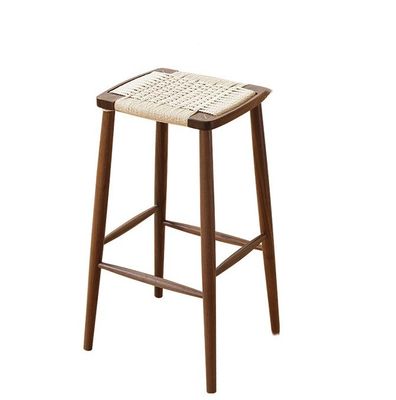 Bar nordique minimaliste moderne Tabouret haut en bois massif câble tissé Café Tabouret de restaurant pour les événements W30*D35*45/70CM