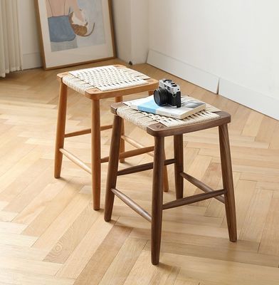 Bar nordique minimaliste moderne Tabouret haut en bois massif câble tissé Café Tabouret de restaurant pour les événements W30*D35*45/70CM