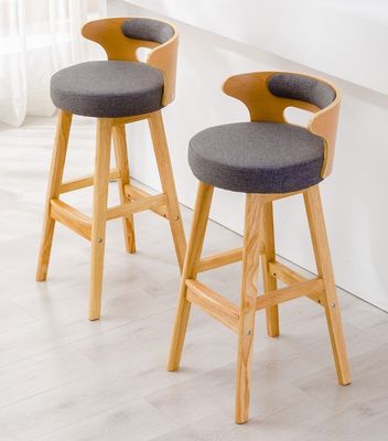 Design moderne couleur naturelle détachable haut dos bar en bois massif tabouret pour pub