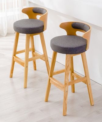 Design moderne couleur naturelle détachable haut dos bar en bois massif tabouret pour pub