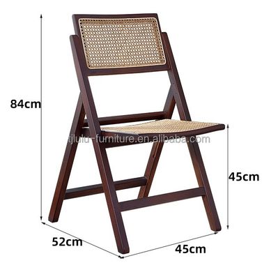 Emballage du courrier Chaise à manger pliante en rotin en bois massif pour la décoration de restaurants nordiques