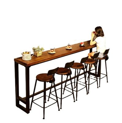 Home Bar Table à manger à cadre métallique rustique Table haute en bois rectangulaire Cuisine Bar Tabouret