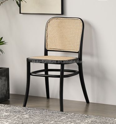 Design moderne de style durable dossier en rotin en bois de loisirs chaise à manger en rotin pour jardin en plein air Meubles de restaurant et de café