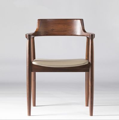 Salle à manger et salon Contemporaine Couleur noyer Crochet en bois Chaise à manger avec siège en cuir en tissu