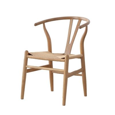 Fabriqué à la main en bois massif plage corde tissée coussin manger Y Chaise NON plié Service OEM Accepté en bois massif