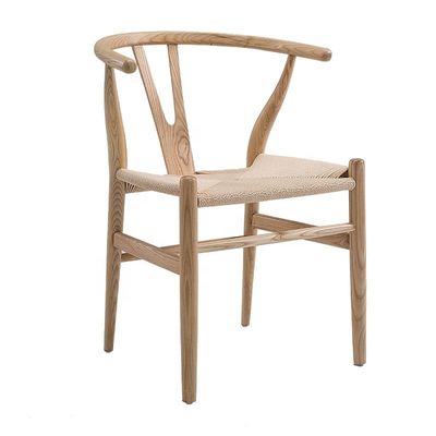 Fabriqué à la main en bois massif plage corde tissée coussin manger Y Chaise NON plié Service OEM Accepté en bois massif