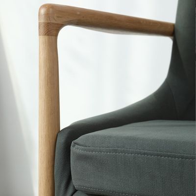 Chaise de canapé simple tapissée en bois gris/vert pour meubles de salon modernes