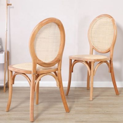 Réception de mariage antique Banquet Chaises d'événement françaises Chaise en rotin vintage pour salle à manger