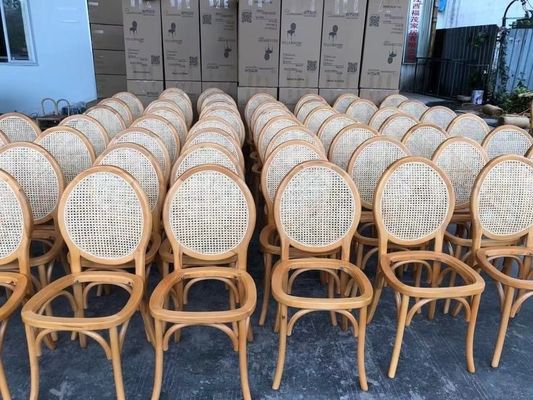 Réception de mariage antique Banquet Chaises d'événement françaises Chaise en rotin vintage pour salle à manger