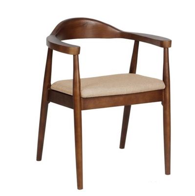 Meubles de salle à manger de restaurant Chaise d'accoudoir en bois moderne avec cadre en bois massif et siège en poudre