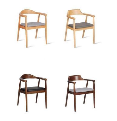 Meubles de salle à manger de restaurant Chaise d'accoudoir en bois moderne avec cadre en bois massif et siège en poudre