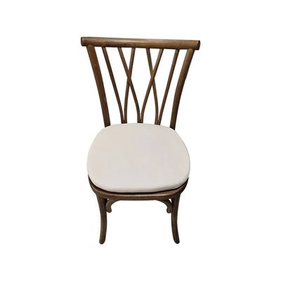 Événement de mariage antique Vintage X Cross Back Chaise en bois empilable avec siège en mousse de rotin