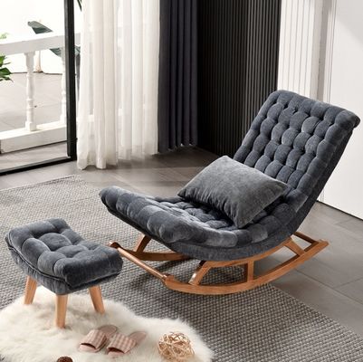Chaise à bascule en bois massif de style européen avec canapé rembourrée Chaise W60*D106*H76cm