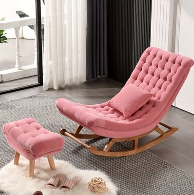 Chaise à bascule en bois massif de style européen avec canapé rembourrée Chaise W60*D106*H76cm