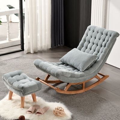 Chaise à bascule en bois massif de style européen avec canapé rembourrée Chaise W60*D106*H76cm