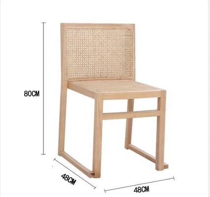 Meubles de salle à manger en rotin réel Chaise de salle à manger en bois massif pour les loisirs stackable et nordique