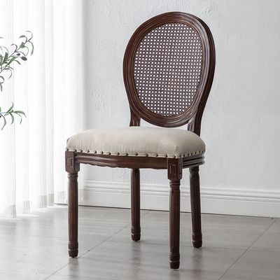 Design antique Europe Vantage intérieur en bois massif rond en roseau de canne à rouleaux chaise à manger pour le style traditionnel en Europe