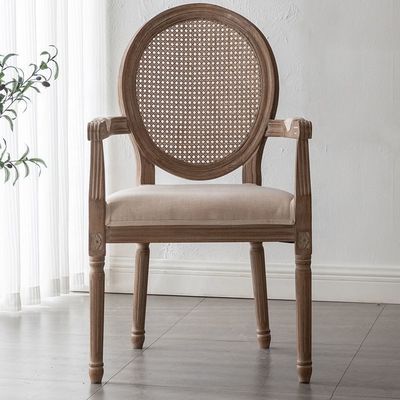 Design antique Europe Vantage intérieur en bois massif rond en roseau de canne à rouleaux chaise à manger pour le style traditionnel en Europe