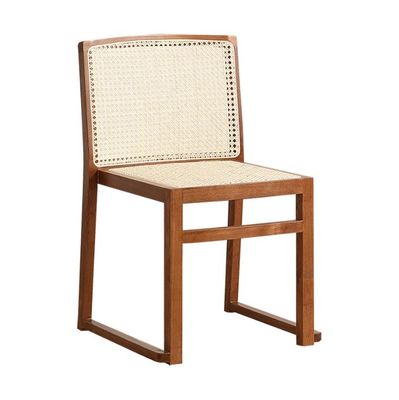 Chaise à manger en rotin empilée Chaise sans bras en bois personnalisée pour salle à manger W49CM*D42.5CM*H80CM