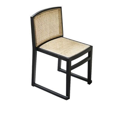Chaise à manger en rotin empilée Chaise sans bras en bois personnalisée pour salle à manger W49CM*D42.5CM*H80CM