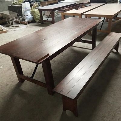 Commercialisation en gros Banquet Hôtel maison pliable en bois massif de pin Table et banc de ferme de luxe de style classique avec emballage de courrier Y