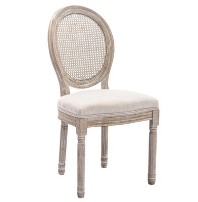 Chaise de salle à manger couverte en cuir en PU de style vintage français avec conception empilable et bois massif