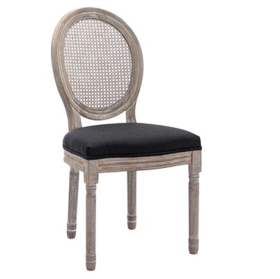 Chaise de salle à manger couverte en cuir en PU de style vintage français avec conception empilable et bois massif