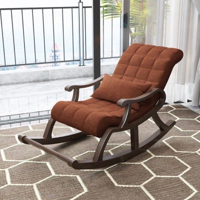 Les fauteuils à bascule en bois éblouissent votre salon avec ce fauteuil roulant et son tissu de velours confortable
