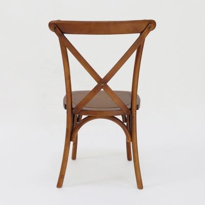 Meubles commerciaux empilés Croix X vintage arrière Chaises à manger en bois pour les mariages Événements et restaurants